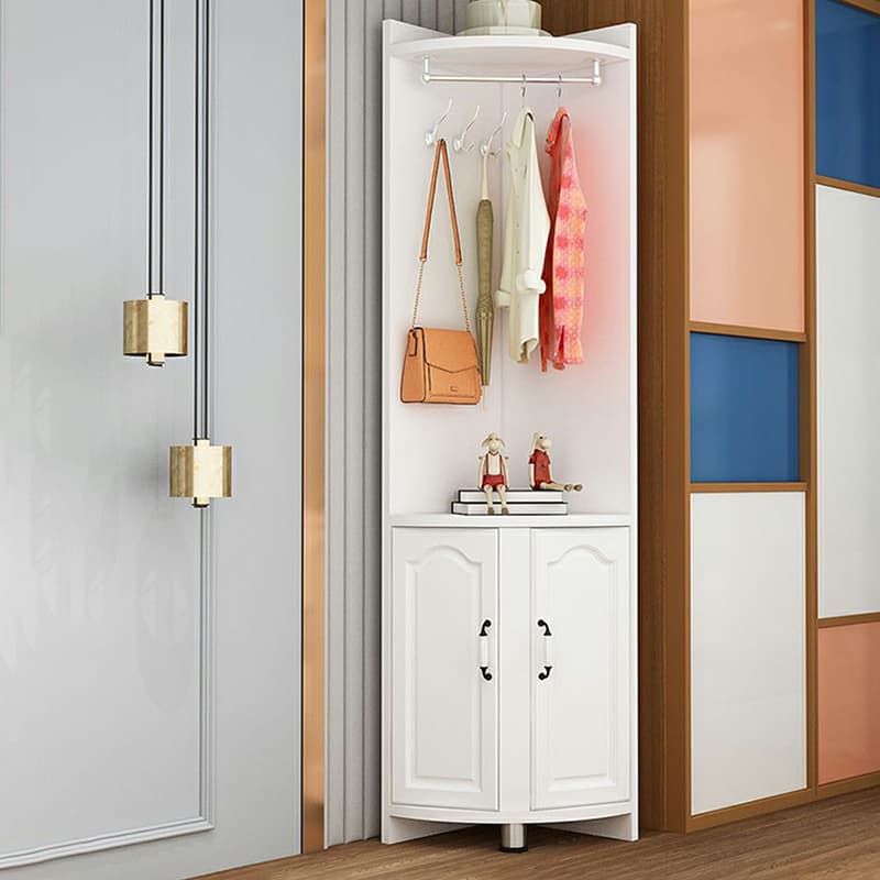 Scandinavian Wood Corner Accent Cabinet with 1 Cabinet and Opening Shelves for Room thumbnail 4