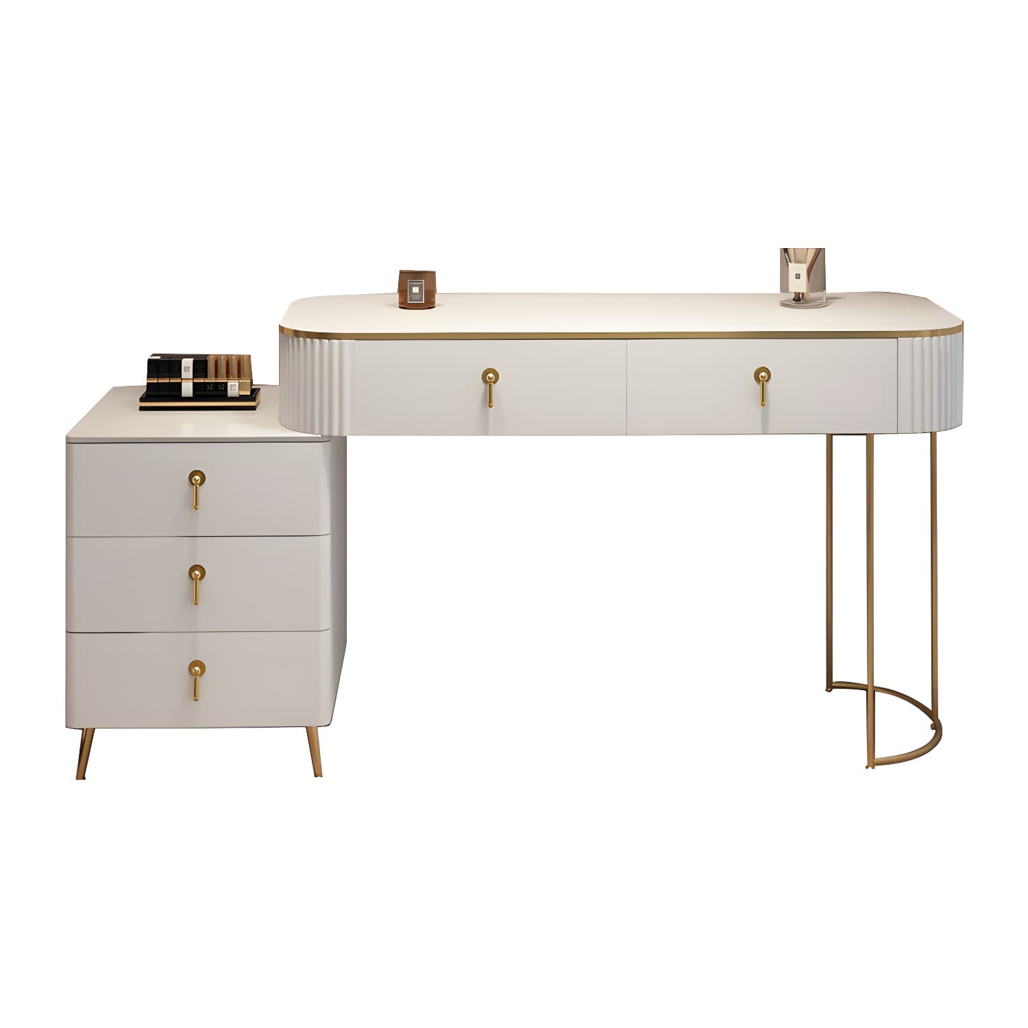 Contemporary Mirrored Wood Top Makeup Vanity Desk White/Gray Dressing Table thumbnail 18