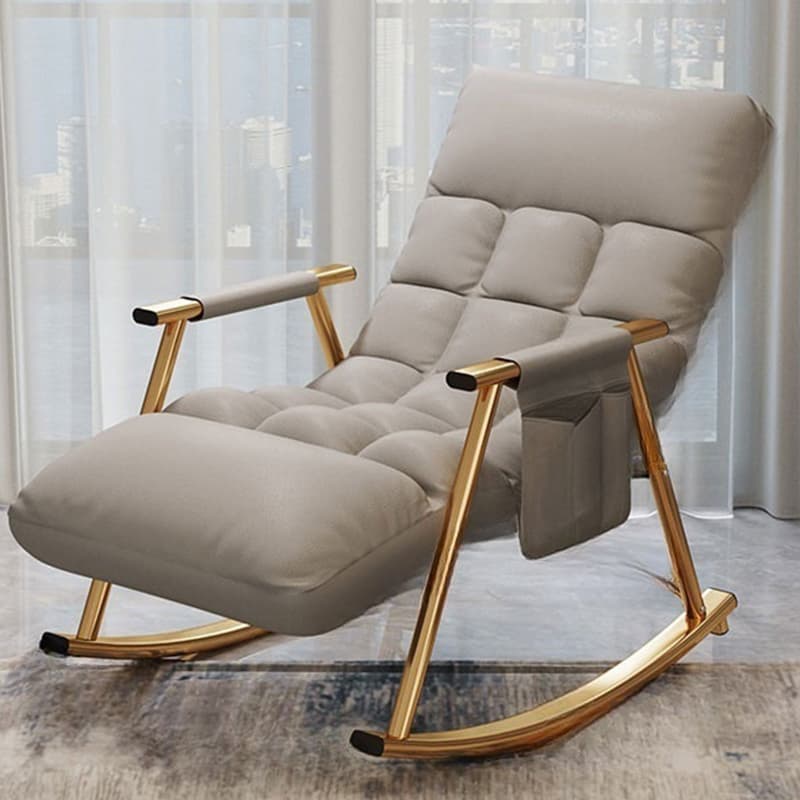 Modern Indoor Rocking Chair Upholstered, Tufted and Custom Fit with slipcover, Metal Legs thumbnail 8