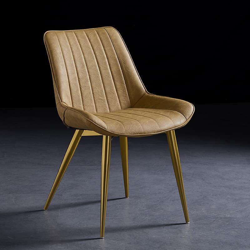 Outlined Faux Leather Upholstered Reliable Side Chair with Metal 4 Legs for Restaurant thumbnail 14