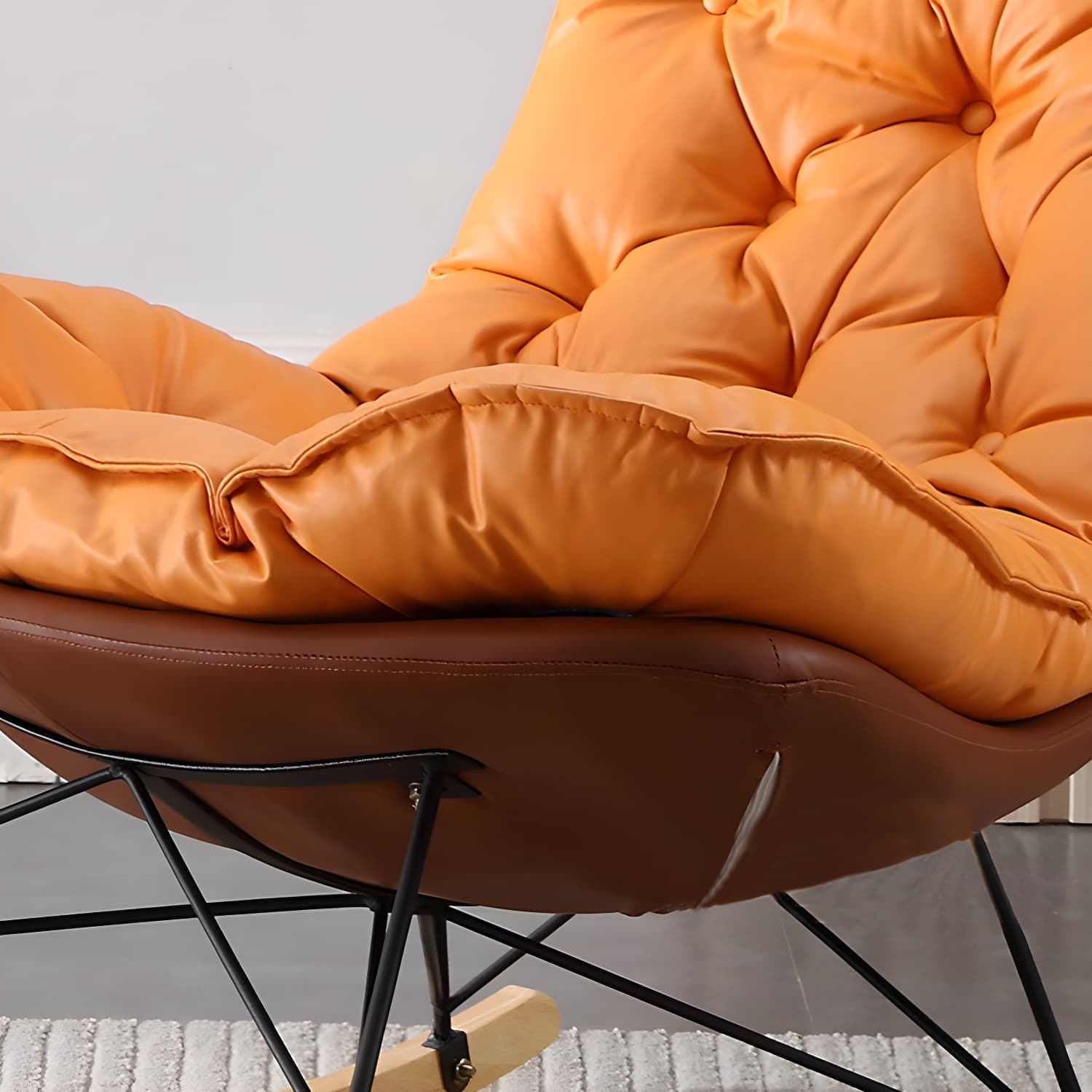 Contemporary Rocking Chair Upholstered Tufted Cushions with Light Legs Glider thumbnail 14