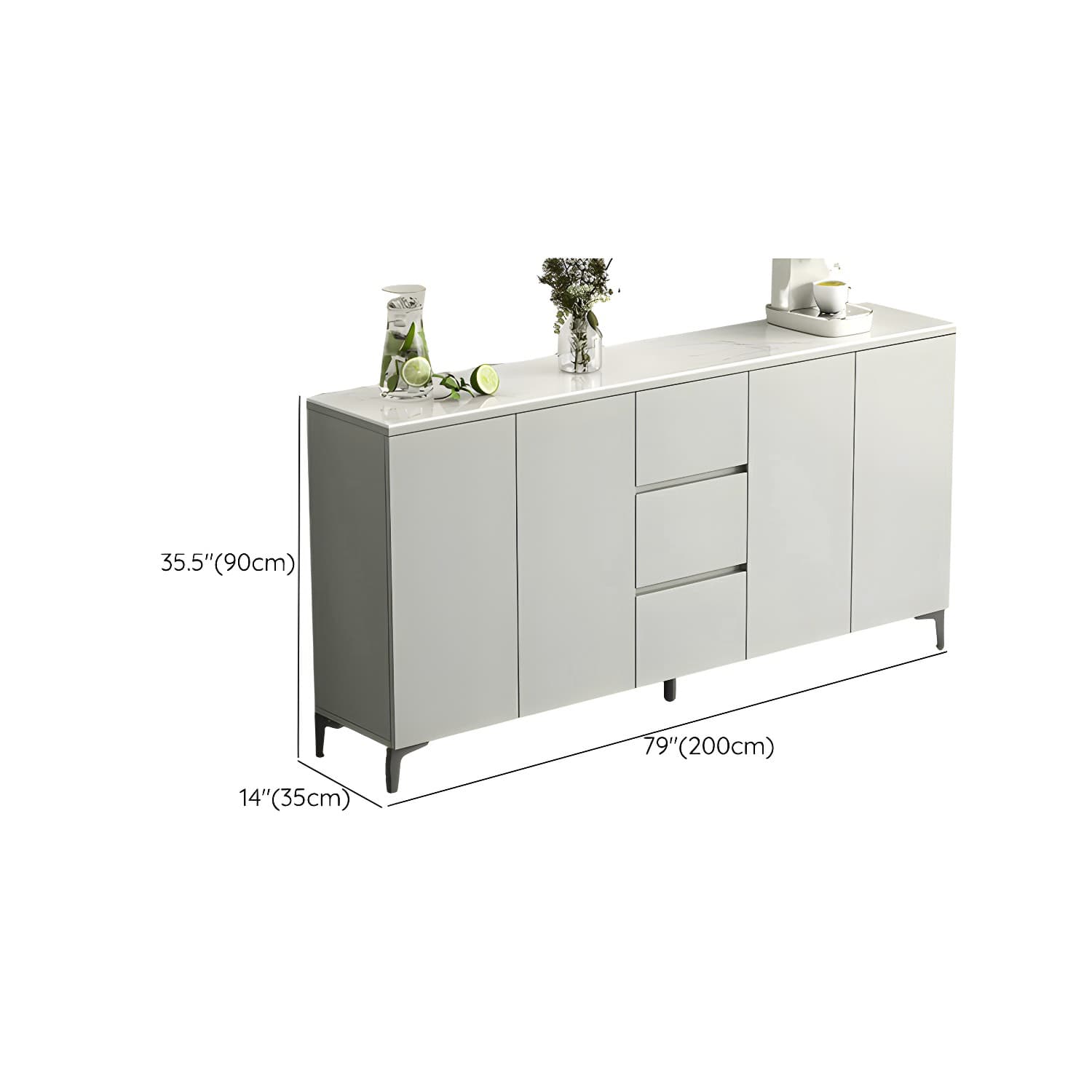 Contemporary Living Room Stone Top Sideboard with Doors and Drawers thumbnail 20