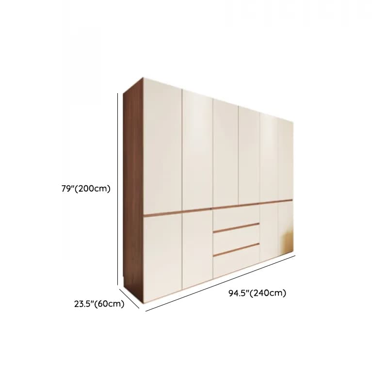 Beige Minimalist Manufactured Wood Wardrobe Closet with Soft Close Drawer, Soft Close Door, Interior Shelves, and Clothing Rod thumbnail 16