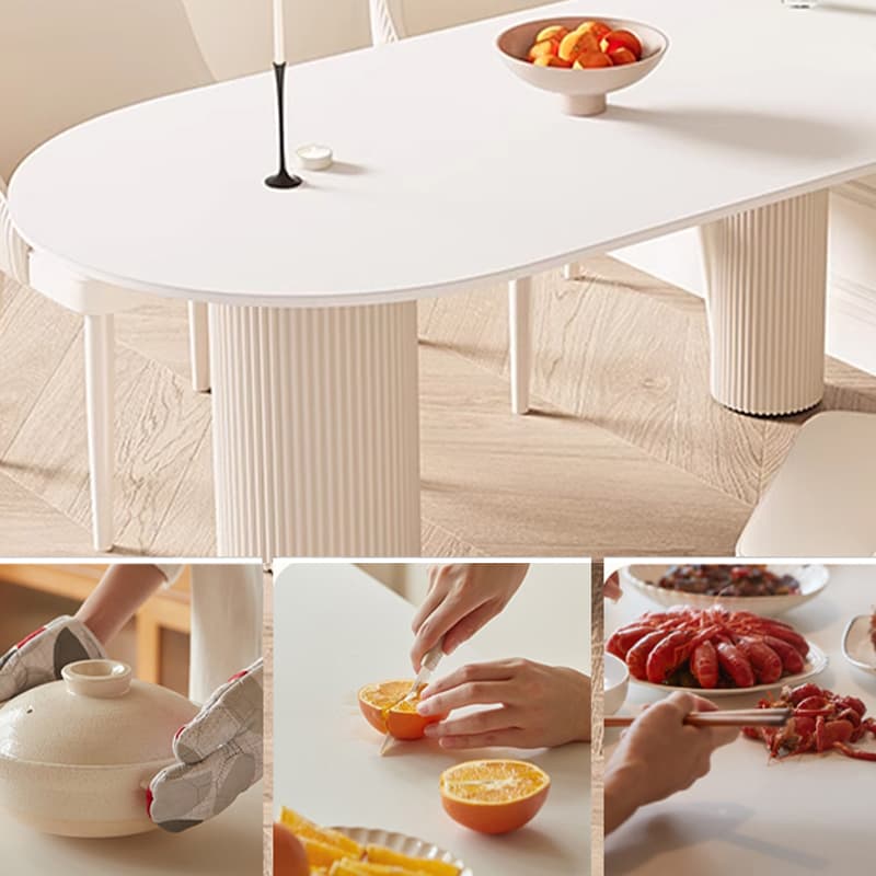 White Stone Surface 75cm Modern Kitchen & Dining Table with Metal Legs thumbnail 7