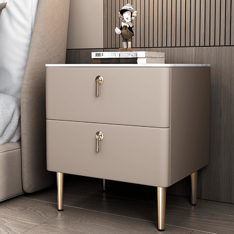 Minimalist 2-Drawer Stone Countertop Bedside Cabinet with Legs thumbnail 2