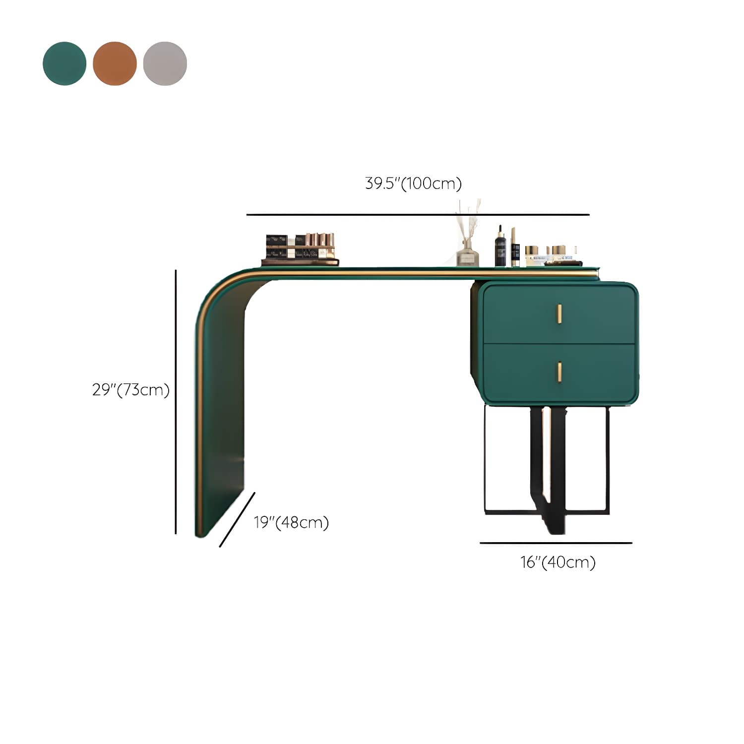 Glam Vanity Set With Drawer Leather Mirror Bedroom Make-up Vanity thumbnail 19