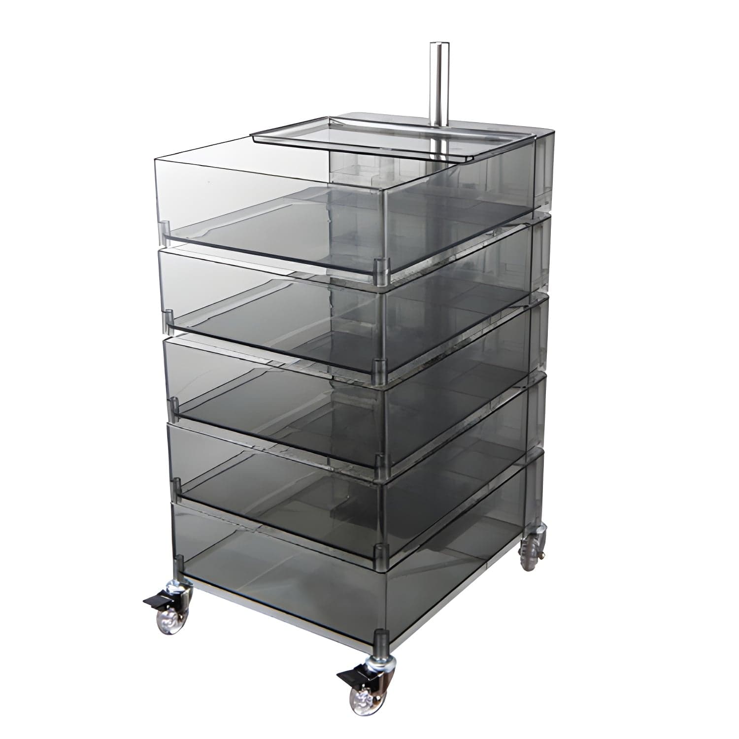 Plastic Nightstand Or End Table 28" Tall Nightstand with Drawers and Wheel thumbnail 3