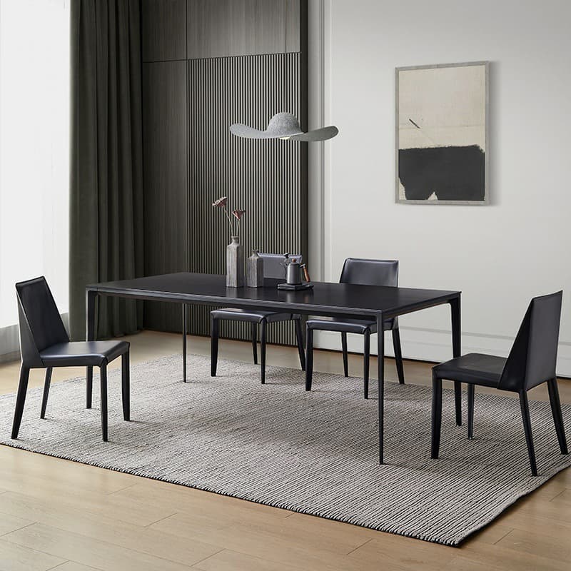 Elegant Industrial Style Dining Set in Black - 7 Piece with Metal Material thumbnail 1