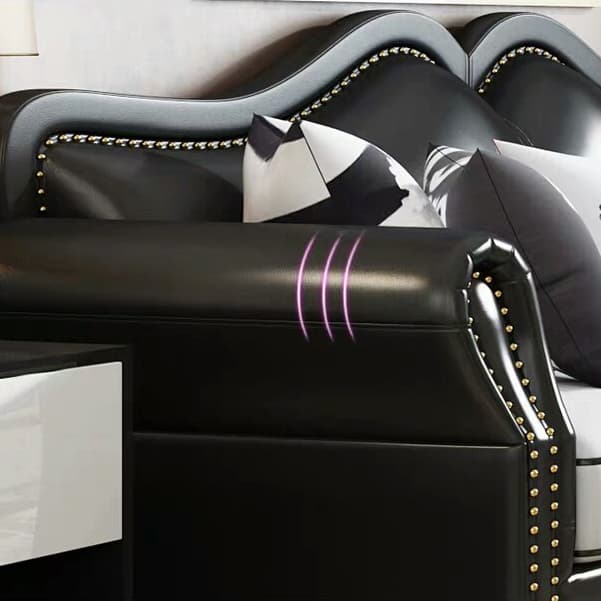 Glam Eco-Leather Flared Arm Sectional Sofa in Large Size with Nailhead Trim thumbnail 13