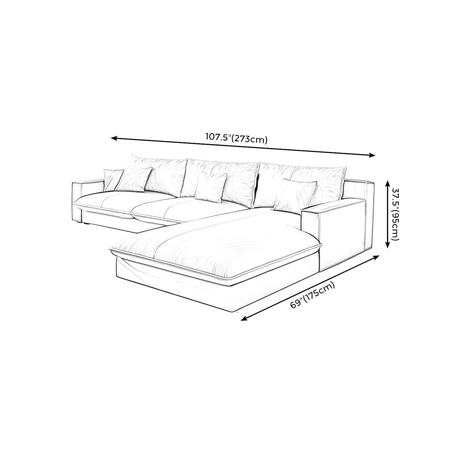 Assembled Living Room Square Arm Modular Contemporary Sofa & Chaise thumbnail 19