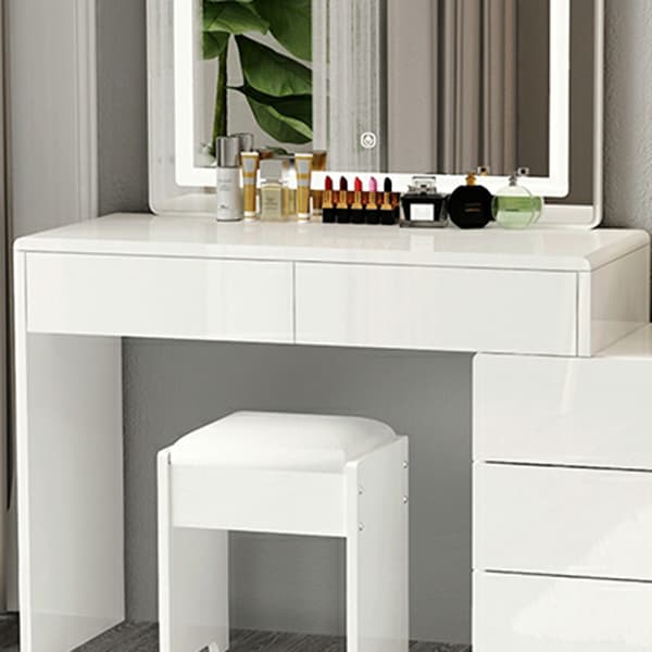 Modern 48'' White Wood Makeup Vanity & Stools with Drawers Self Close or Reserve Installation thumbnail 10