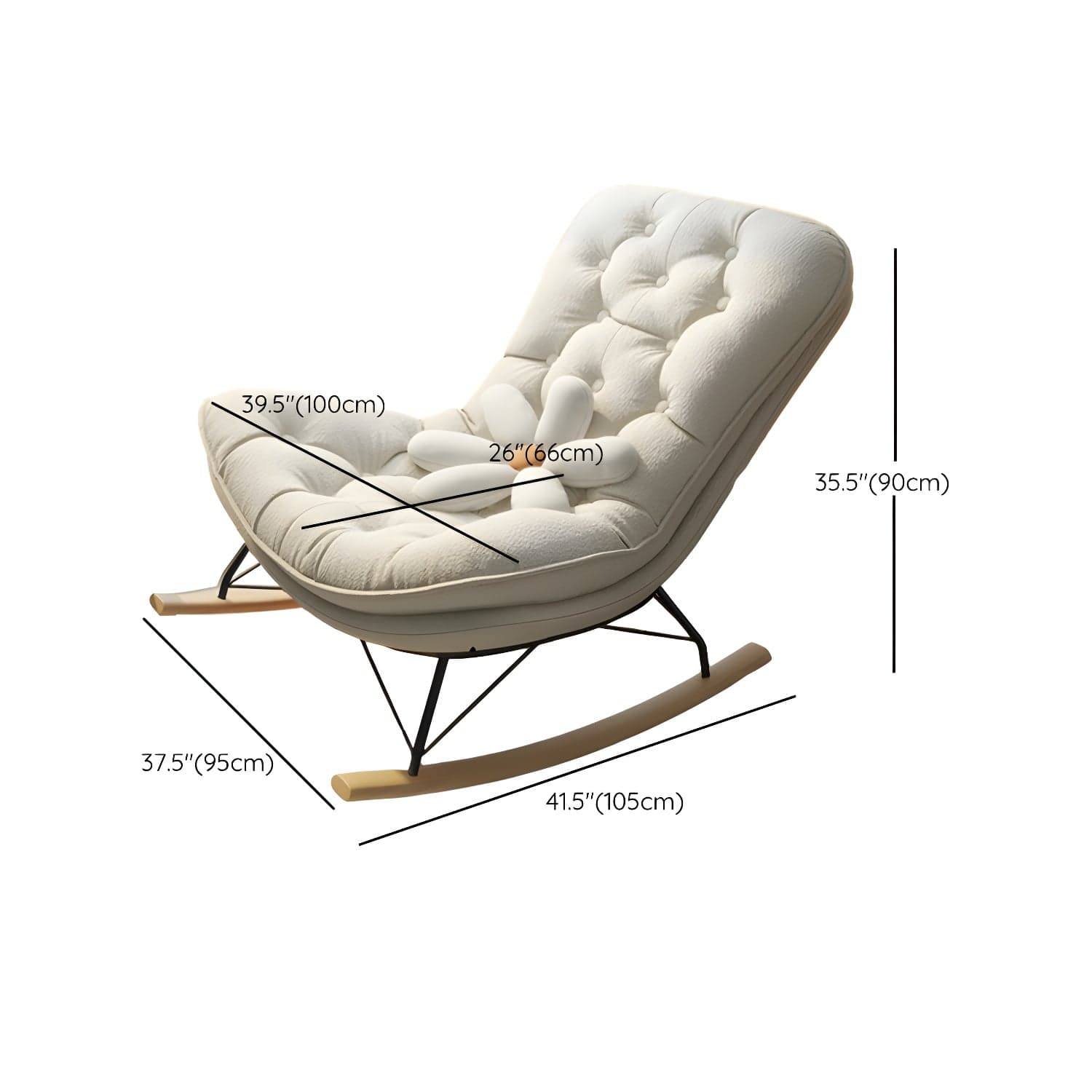 Contemporary Rocking Chair with Spindle Back, Tufted Upholstered and Wood Legs thumbnail 13