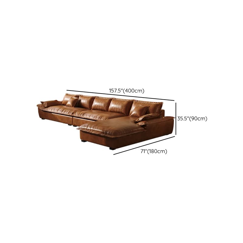 L-Shape Brown Leather Sofa Recliner thumbnail 9