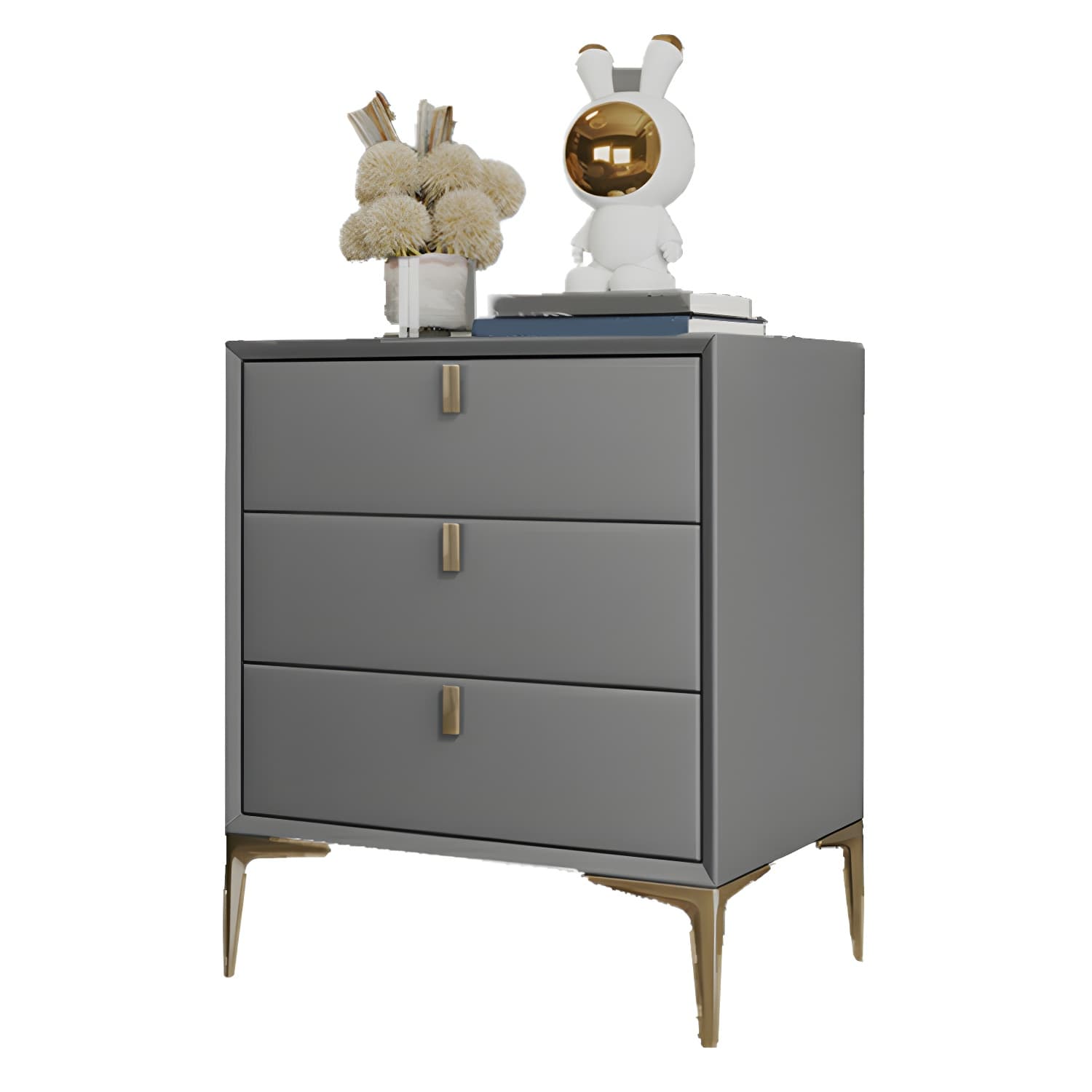 Glam Style Solid Wood 3-Drawer Nightstand with Legs for Bedroom thumbnail 14