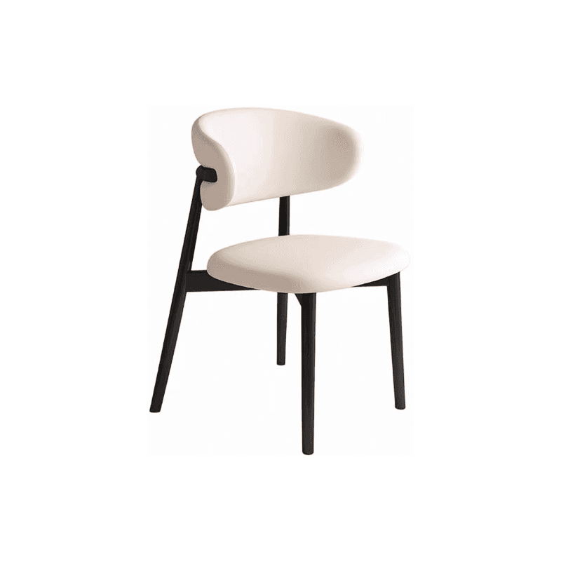 Art Deco Side Chair with Padded Upholstery, Midnight Black/Walnut/Wood Color Legs, Lumber Material, and Low Back thumbnail 7