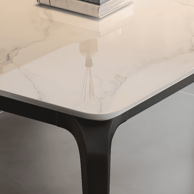 Trendy White/Charcoal/Light Gray Rectangle Scratch Resistant Sintered Stone Top Dining Table for 4/8 People/Seats 6, Standard Table Height thumbnail 16