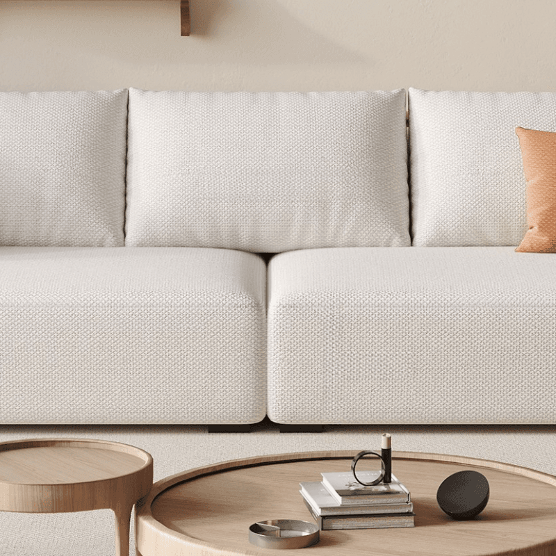 Modish Solid Color Stain Resistant Standard Sofa in Black/Light Gray/Beige for 6-Seater with 2 Pillows thumbnail 13