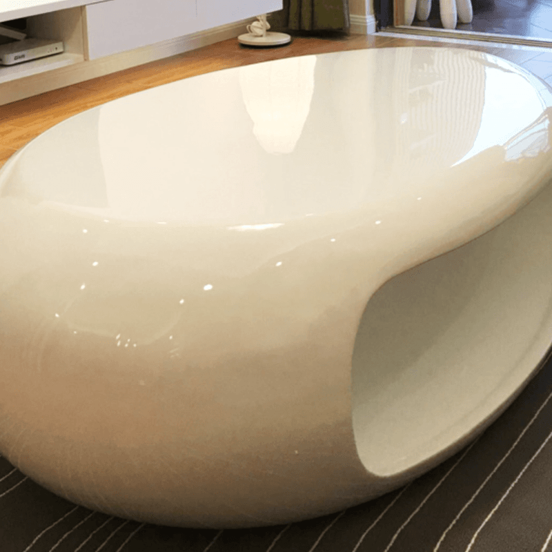 Simple Ink Oval/Rounded Hardened Glass Single Accent Table with Container & Abstract Base thumbnail 14