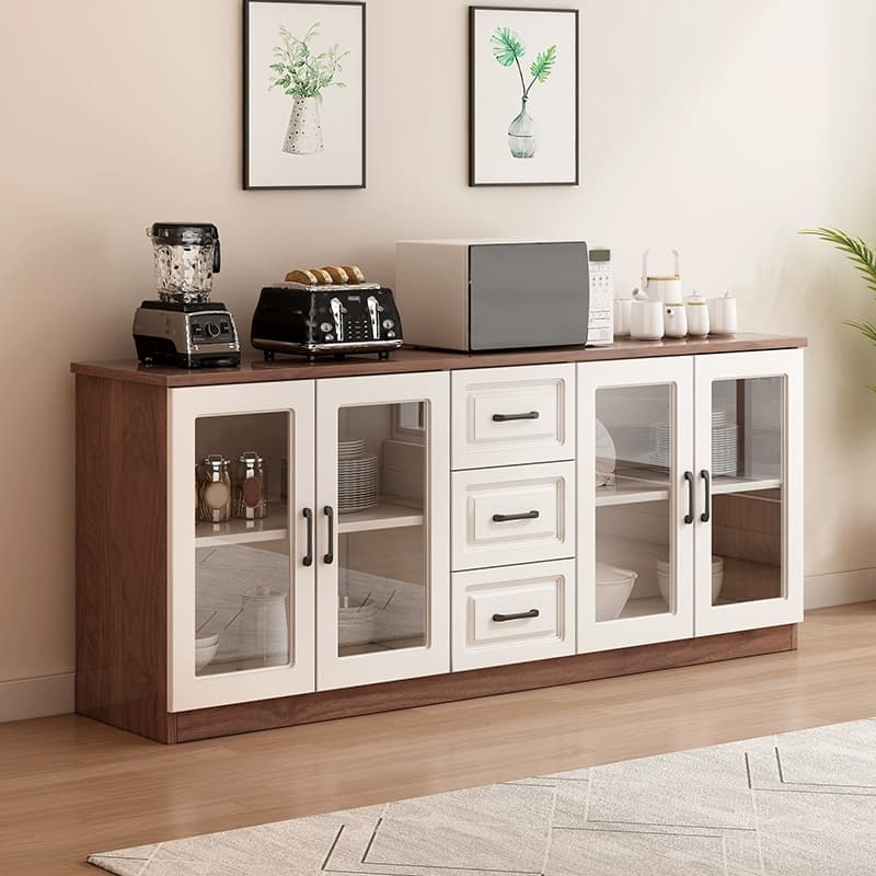 Modern Wood Buffet Cabinet with Glass Doors and Shelves - Full Assembly Needed thumbnail 7