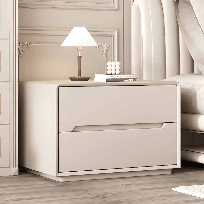 Trendy Drawer Storage Bedside Table with 2 Drawers and Vinyl Leather Countertop thumbnail 6