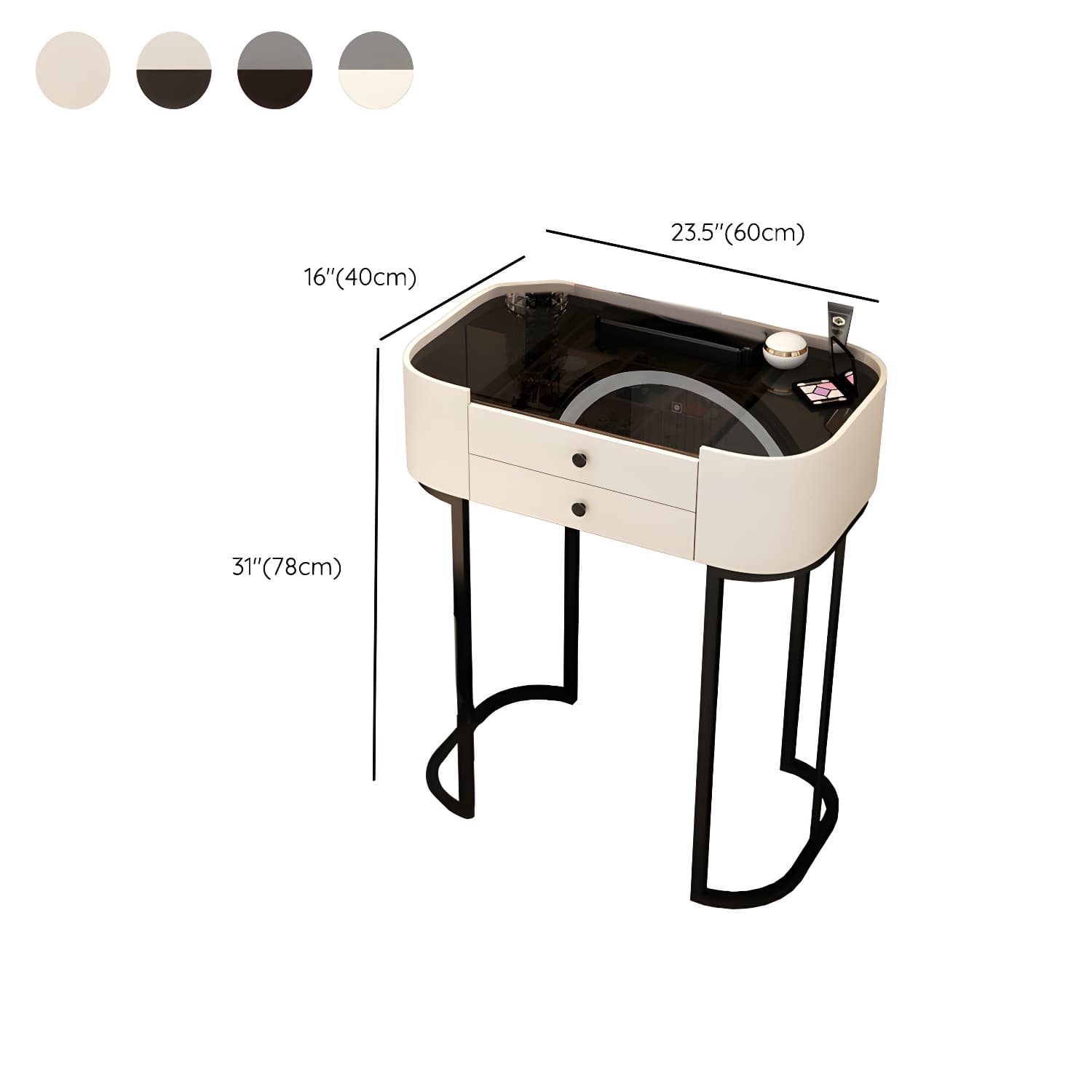 Contemporary Bedroom Makeup Vanity Desk Glass Vanity Dressing Table with Stool thumbnail 16