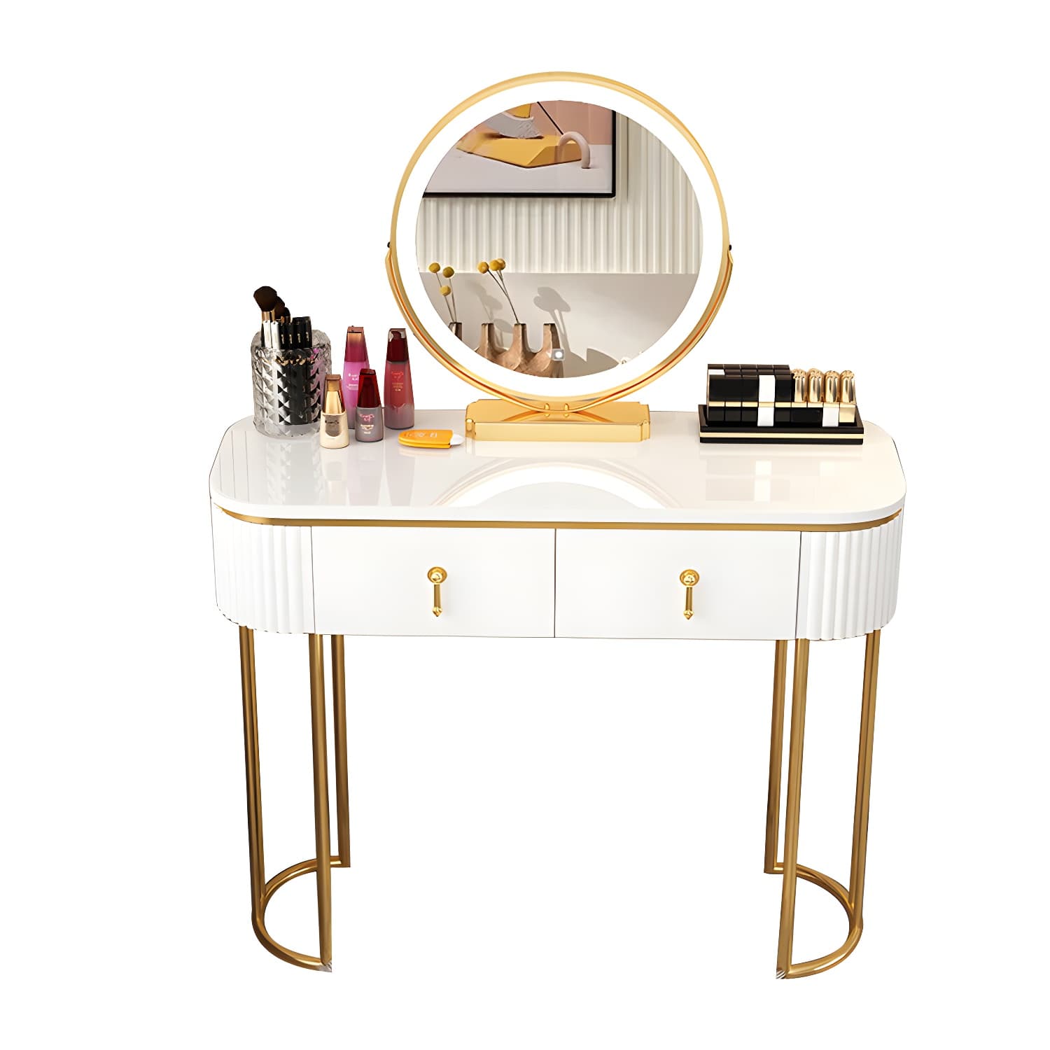 Removable Makeup Counter Lighted Mirror Vanity Dressing Table with Drawer thumbnail 15