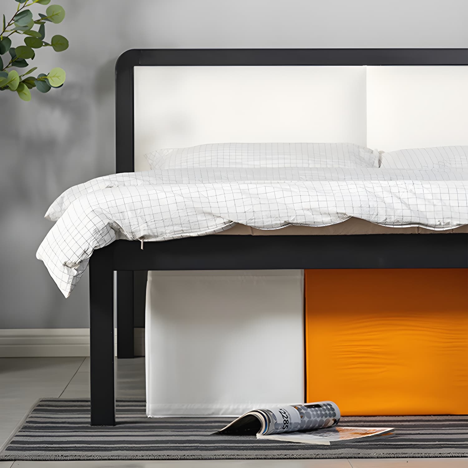 Slat Bed 36.61"H Adjustable Height with Open-Frame Upholstered Headboard thumbnail 7