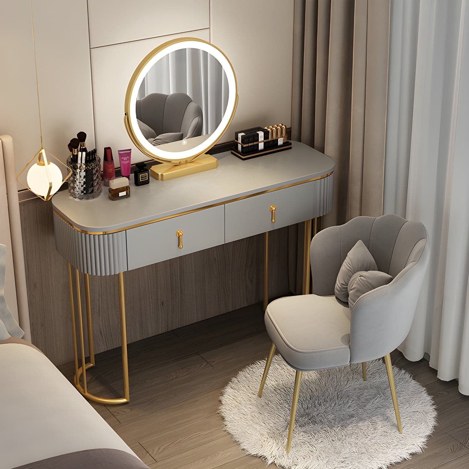 Glam 29.52" Height Makeup Vanity Set with Drawer and Mirror Vanity thumbnail 3