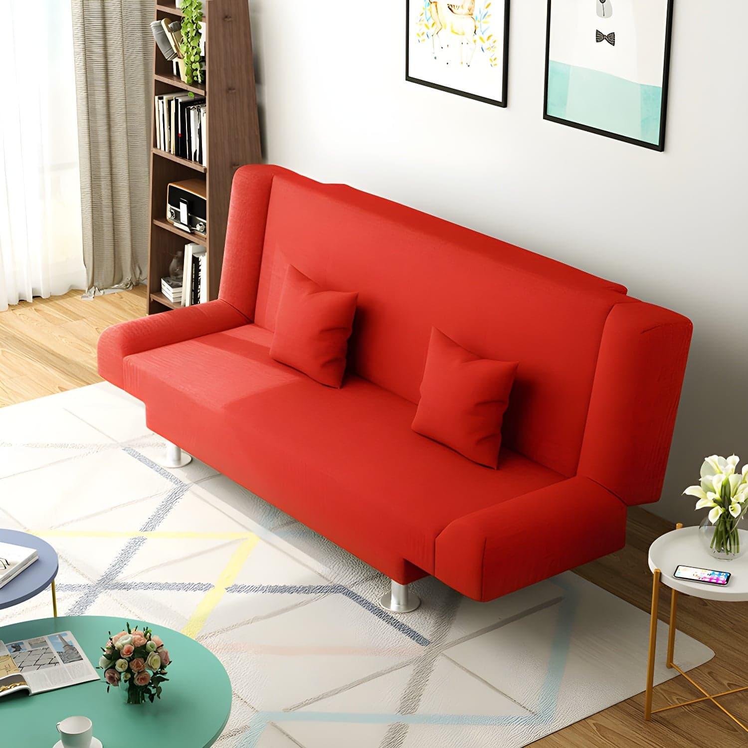 Modern Linen Sofa 23"W Tight Back Armless Couch for Living Room thumbnail 9