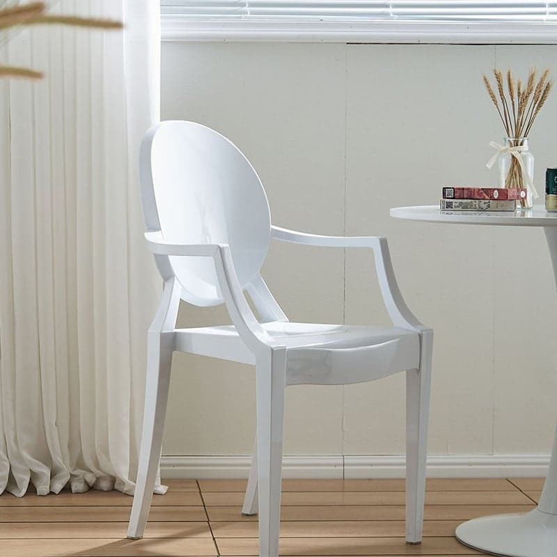 Scandinavian Reliable Arm Chair in Plastic for Dinette with Open Back and Foot Pads thumbnail 8