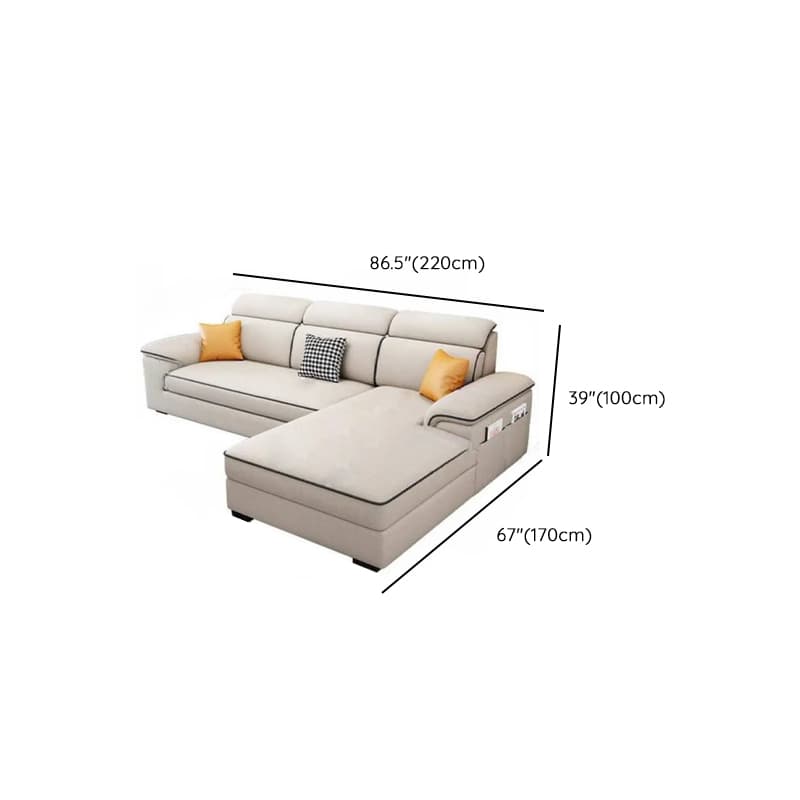 Casual L-Shape Stain Resistant Cream Sofa Recliner with Left/Right Hand Facing Square Arm and Chaise Component thumbnail 7