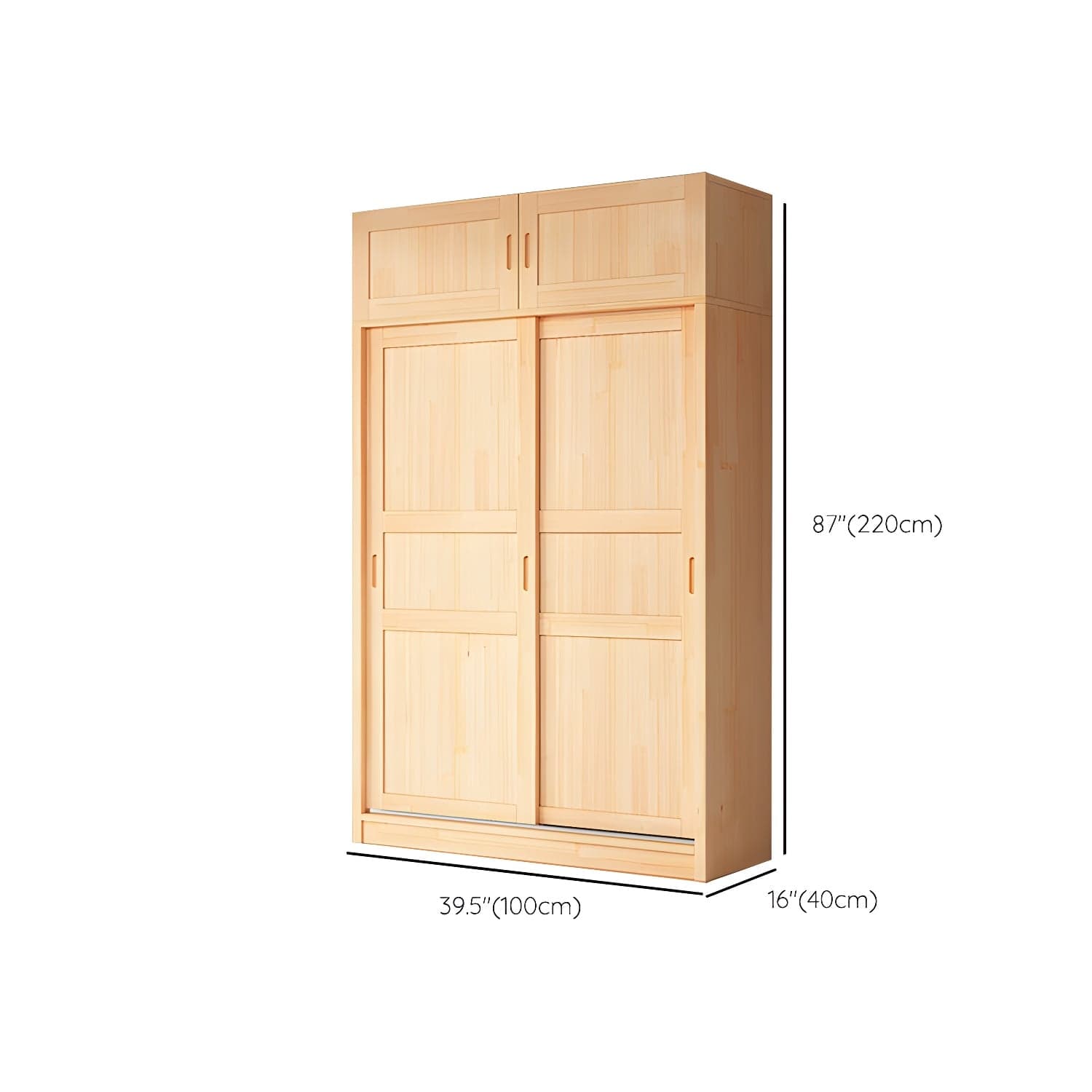 Natural Pine Solid Wood Wardrobe Freestanding Wardrobe with Sliding Doors - image 17