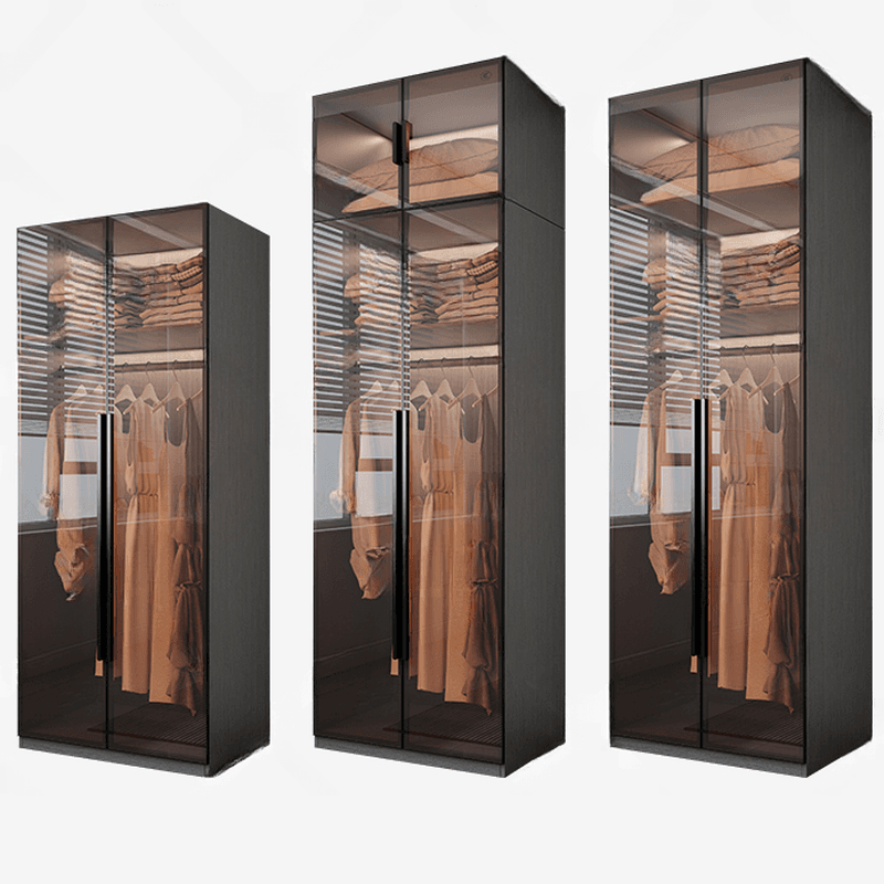 Transparent Simplistic Vitreous Wardrobe Closet with Soft Close Door, Interior Shelves, and Hanging Rod thumbnail 5