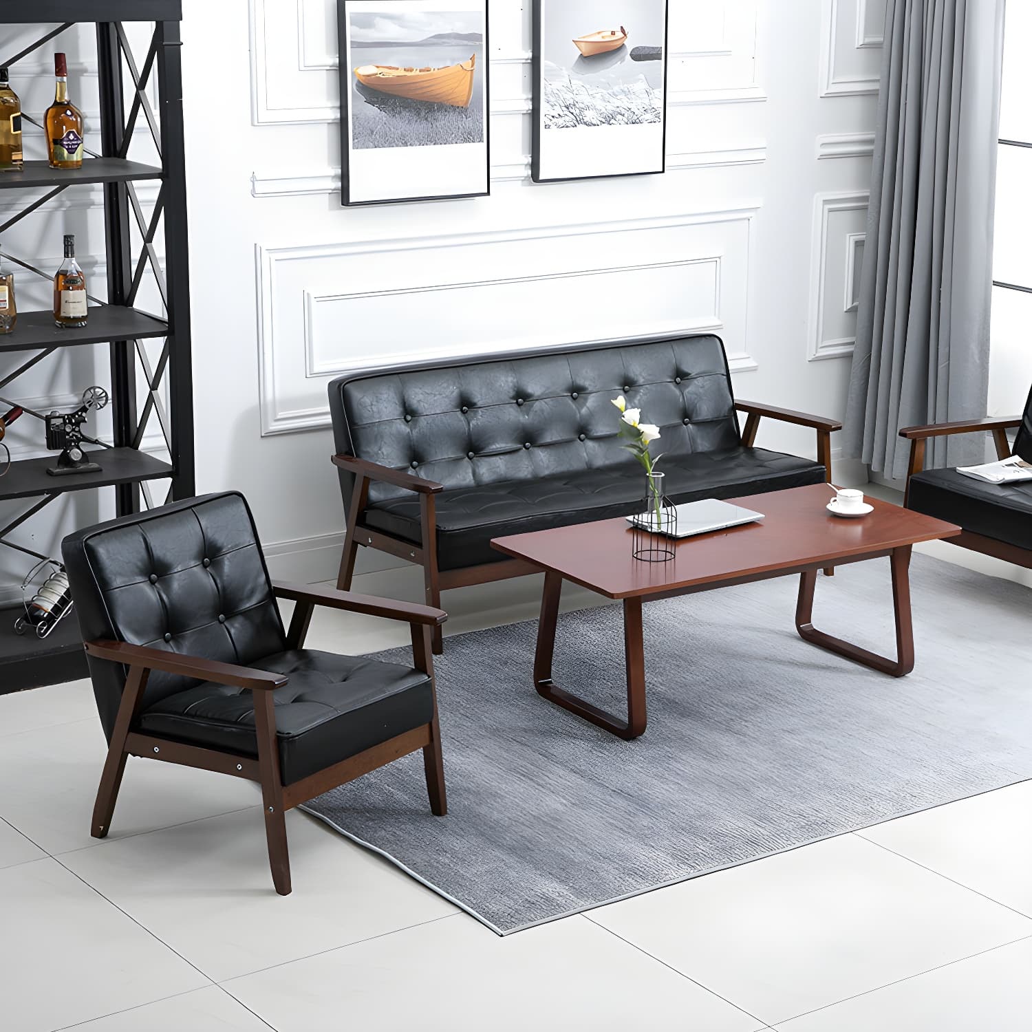 Modern Wood Frame Tufted Back Sofa with Cotton Seat Sleek and Stylish Seating thumbnail 10