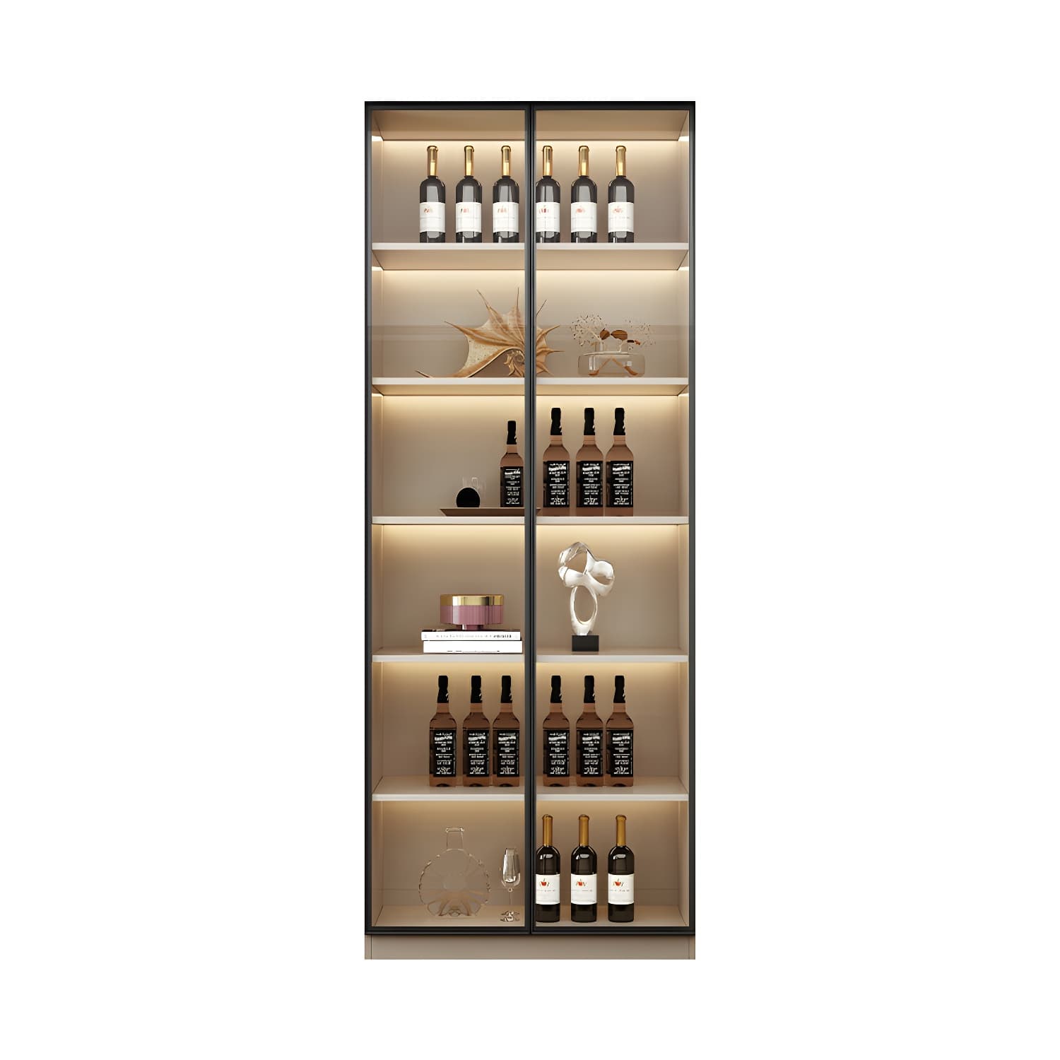 Contemporary Champagne Engineered Wood Shelves Included Sideboard with Doors thumbnail 9