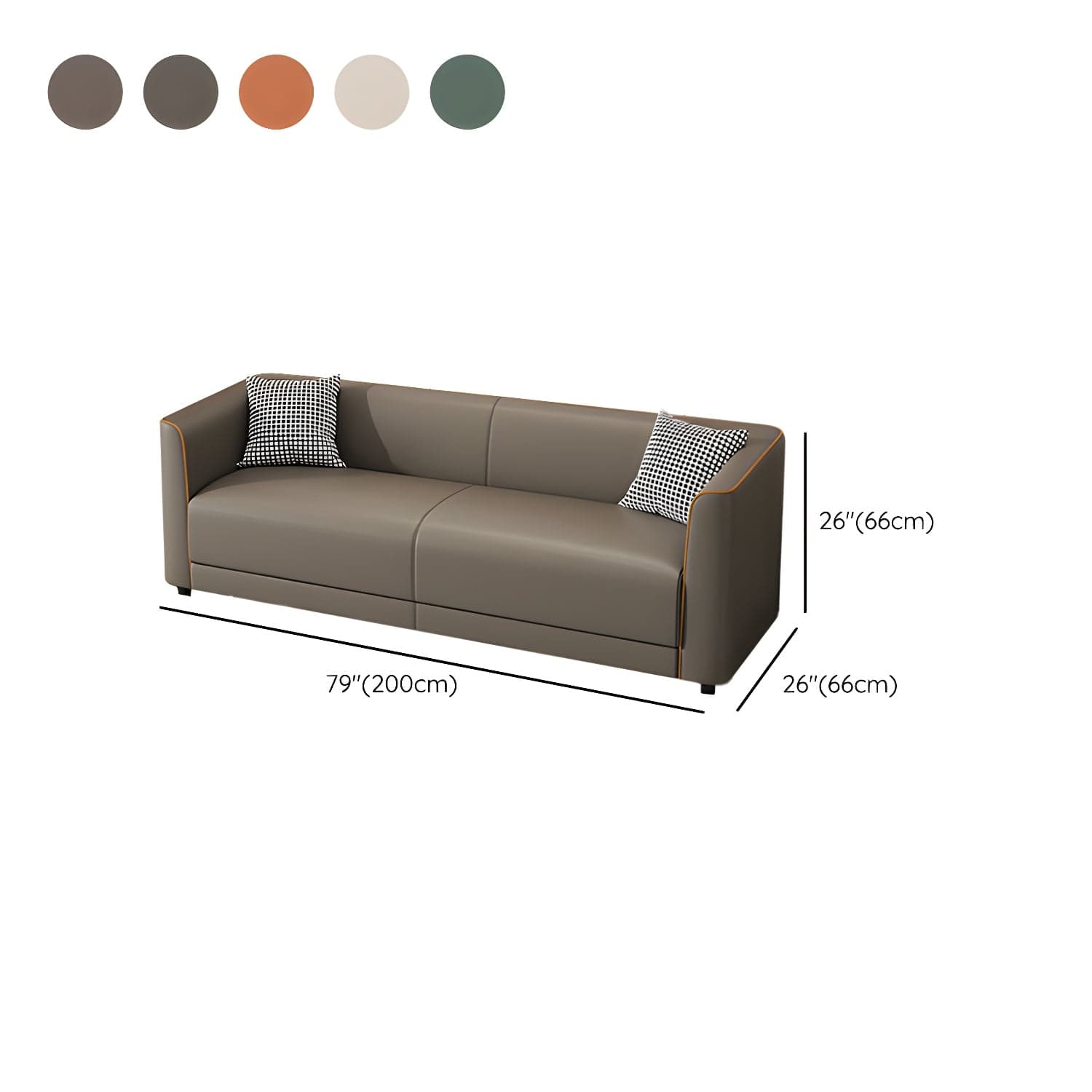 Tuxedo Arm Sofa with Tight Back 25.98" High Contemporary Faux Leather thumbnail 21