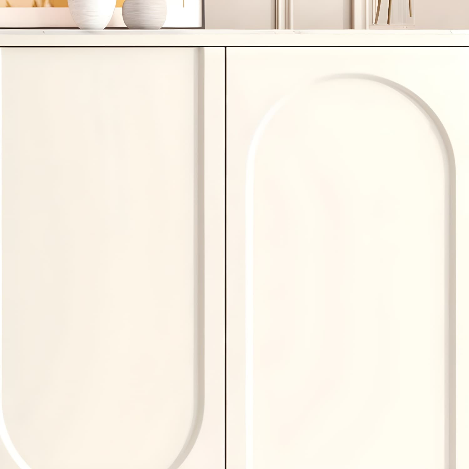 Scandinavian Wood Sideboard Cabinet with Stone Countertop, Adjustable Shelves - image 9