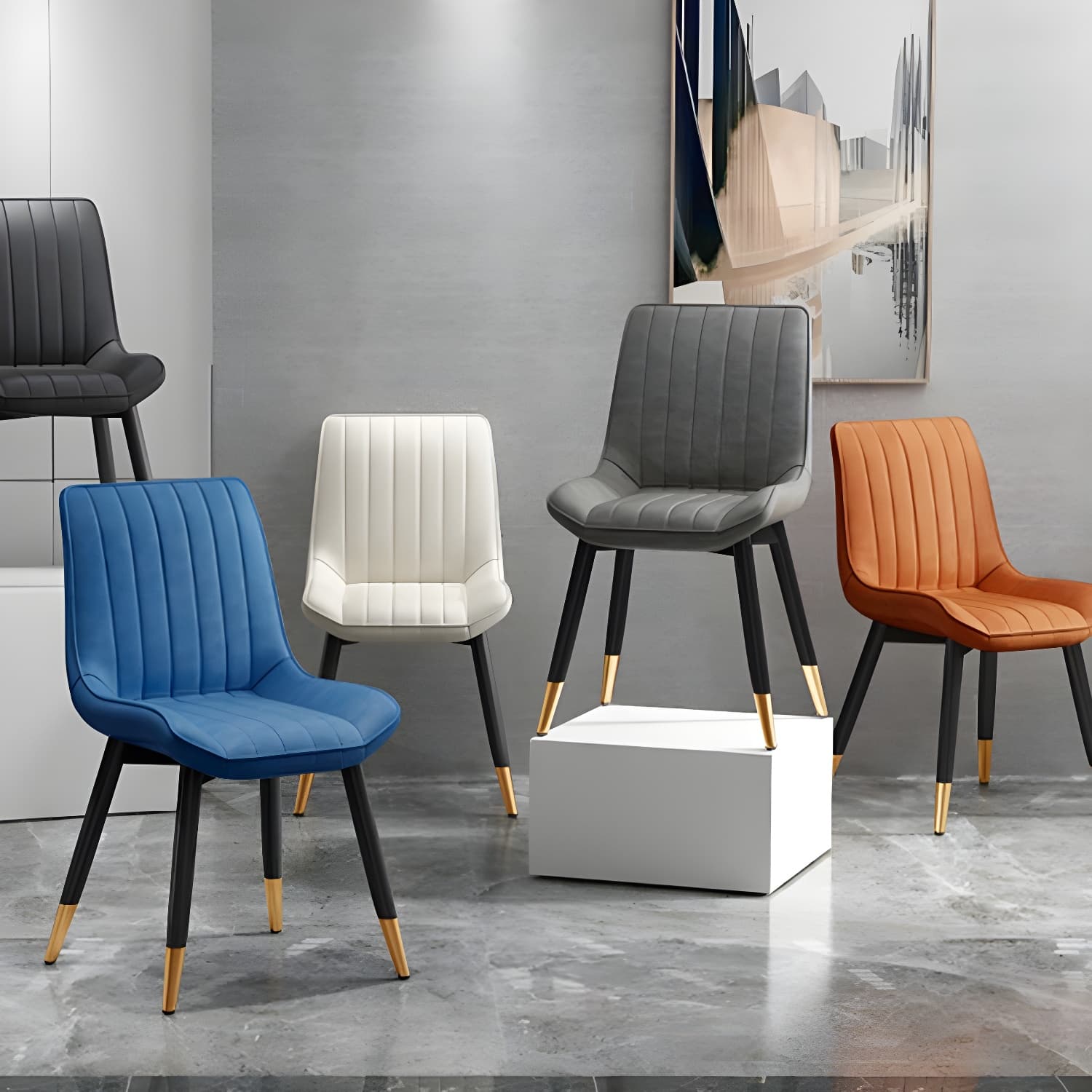Glam Faux Leather Dining Chair Parsons Chair in Matte Finish for Home thumbnail 19