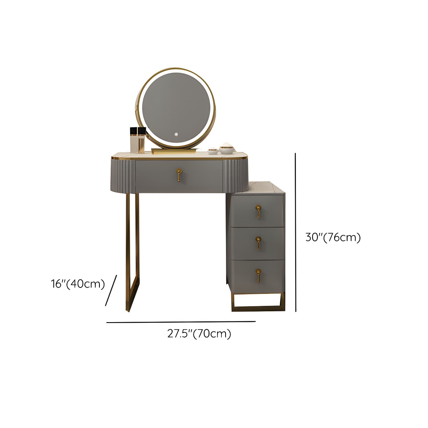 Contemporary Makeup Vanity Desk Table 29.9" H Bedroom Makeup Counter thumbnail 24