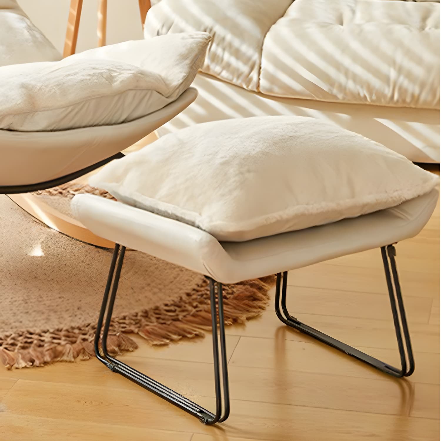 Stylish and Comfortable Modern Upholstered Rocking Chair with Natural Wood Legs thumbnail 12