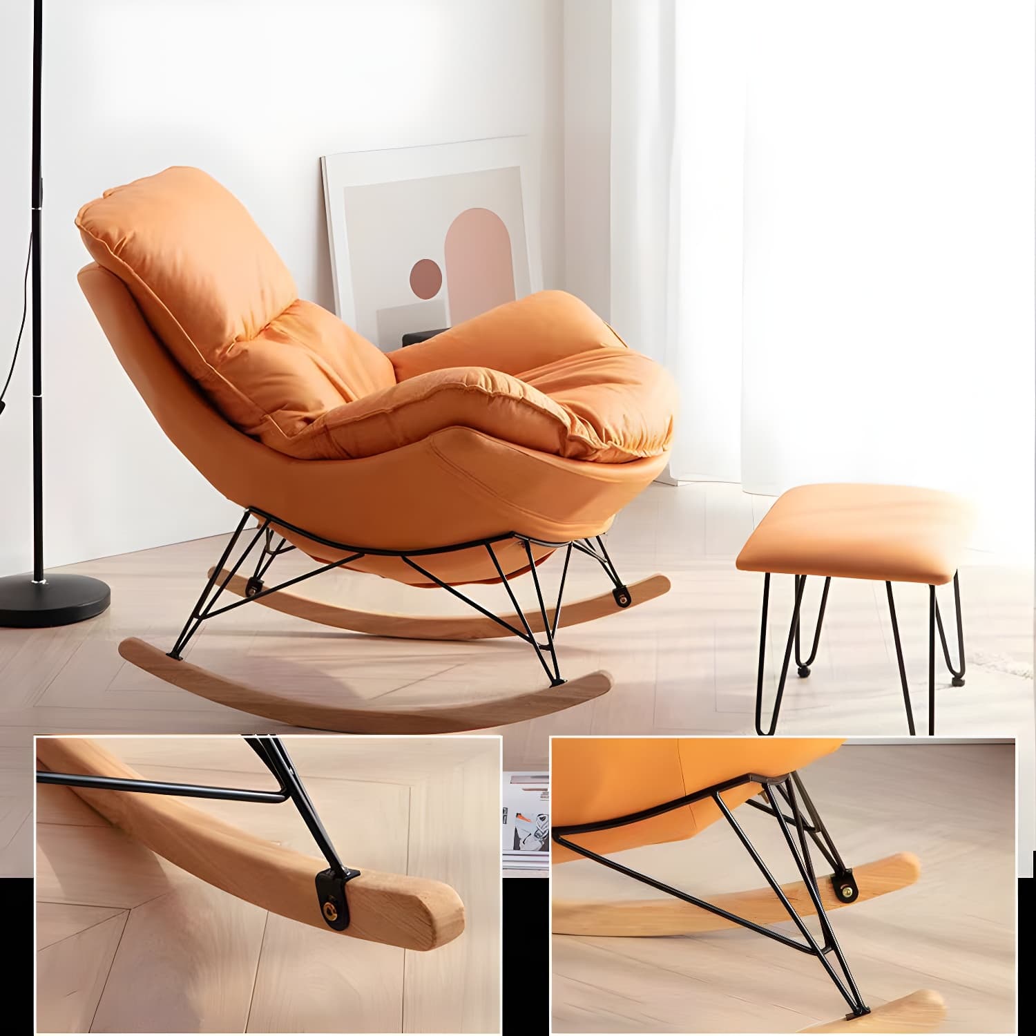 Modern Single Lazy Rocking Chair Indoor Sofa Rocking Chair with Cushion thumbnail 15