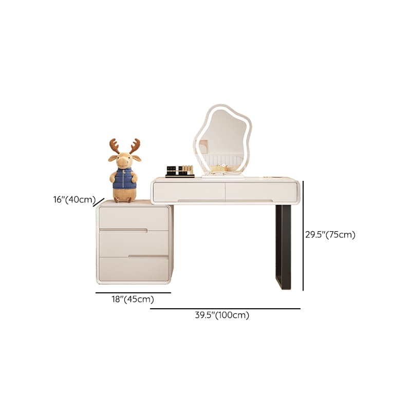 Large/Standard Stone Vanity Set with White Upholstered Chair, 5/8 Drawers, Mirror Lights, and Lighting thumbnail 14