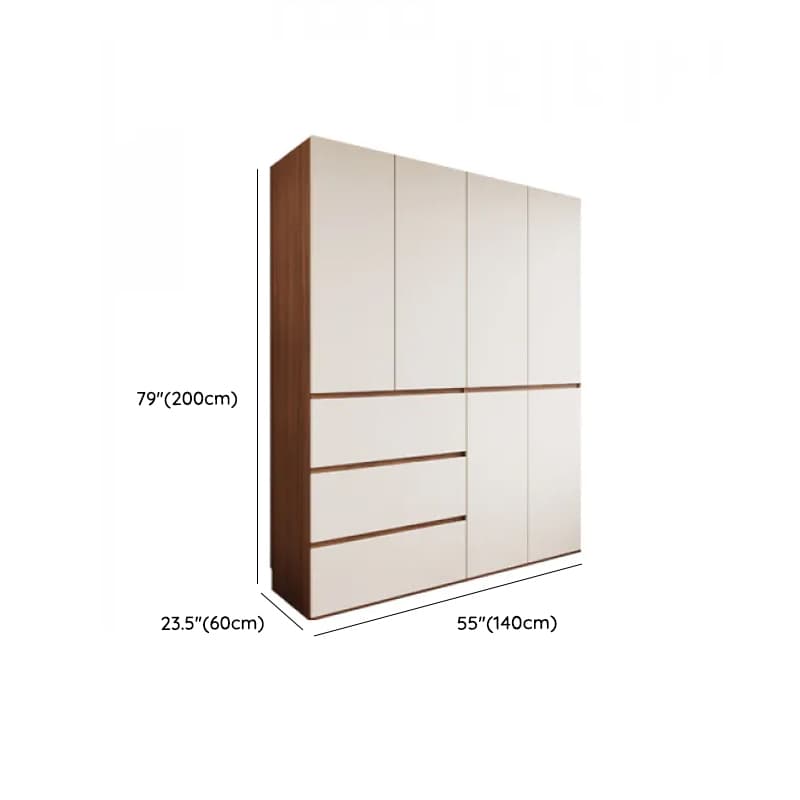 White Minimalist Manufactured Wood Independent Wardrobe Closet with Soft Close Drawer, Soft Close Door, and Interior Shelves thumbnail 7