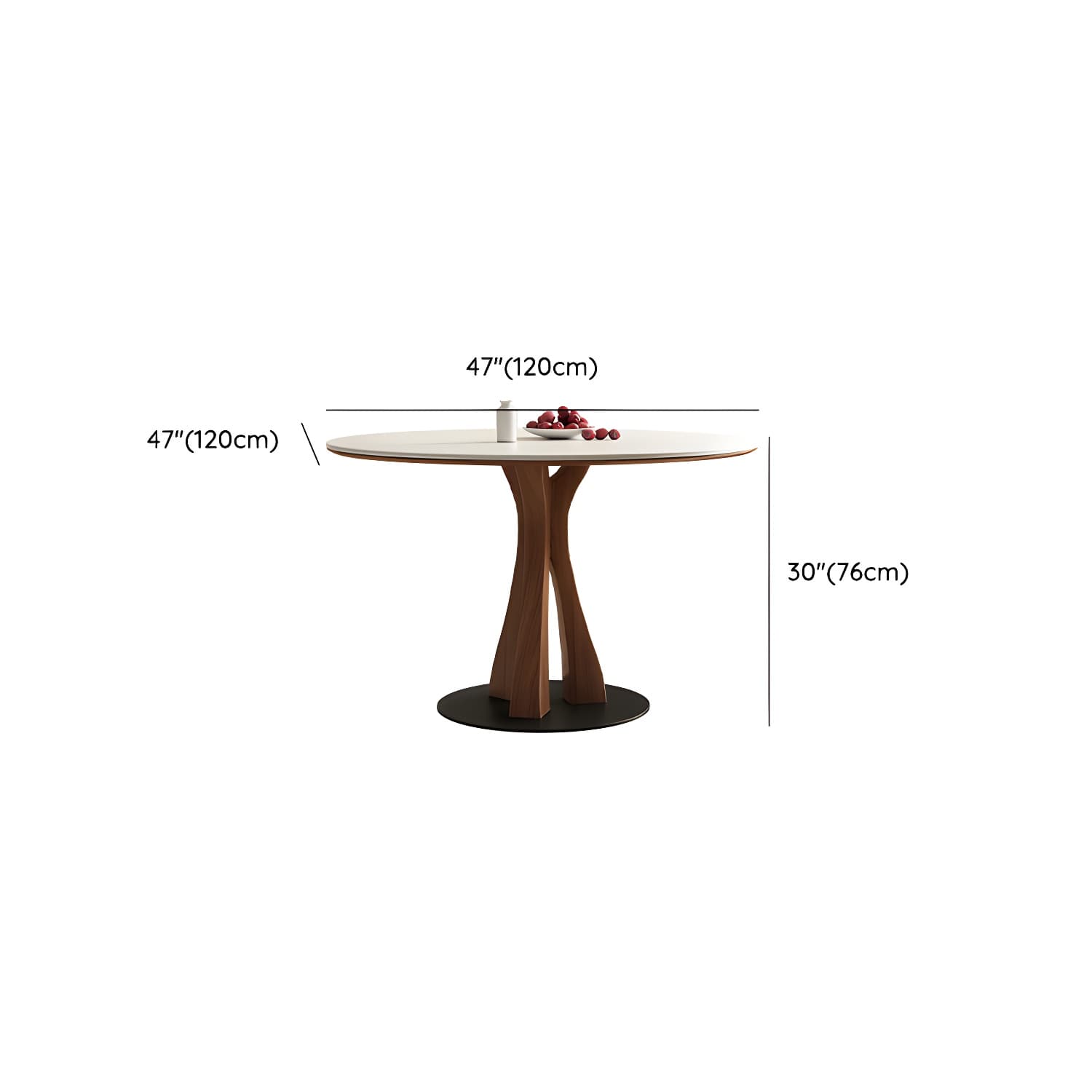 White Stone Round Modern Dining Table with Ash Wood Pedestal Base thumbnail 18