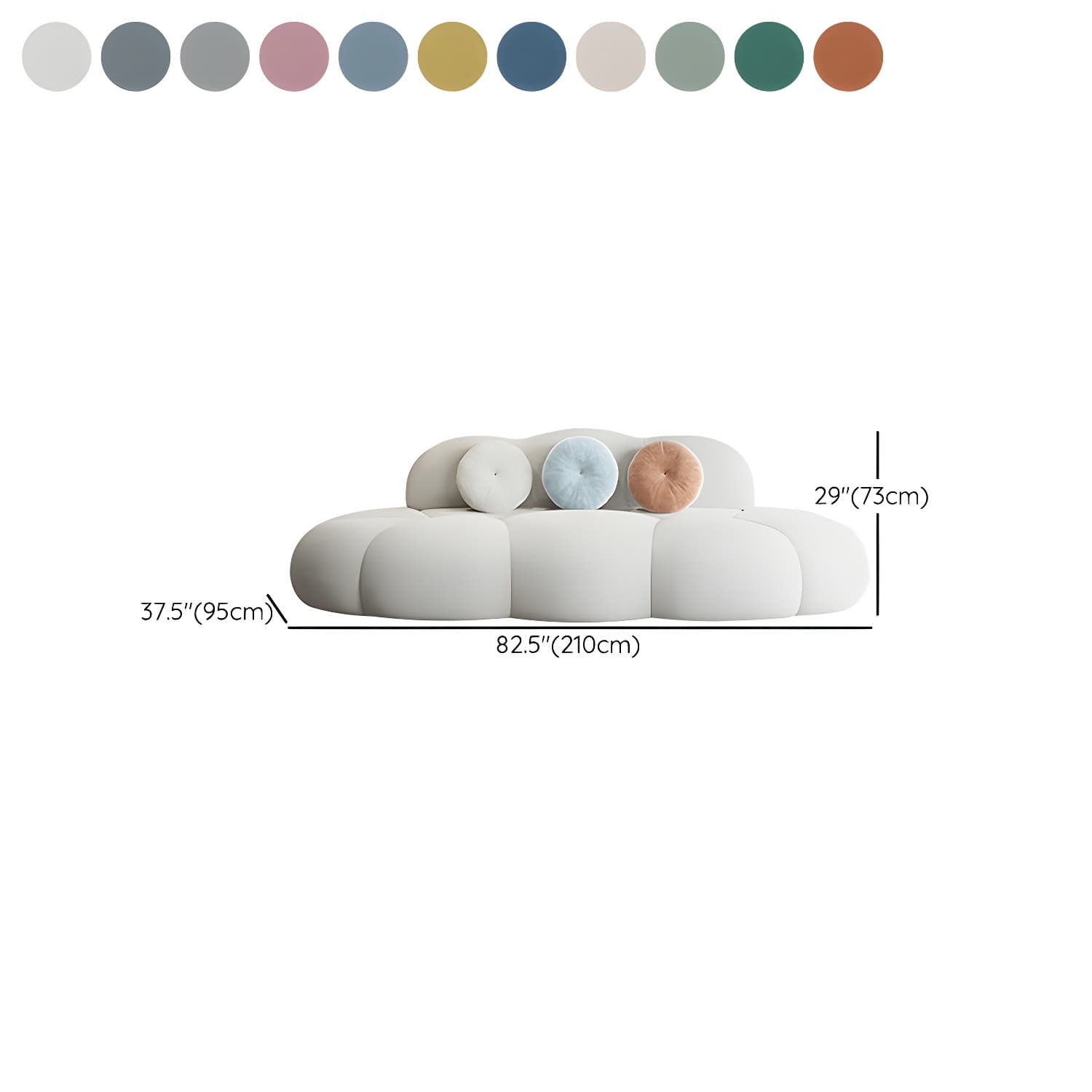 Contemporary Armless Wool Sofa with Tight Back and 3 Pillows thumbnail 21