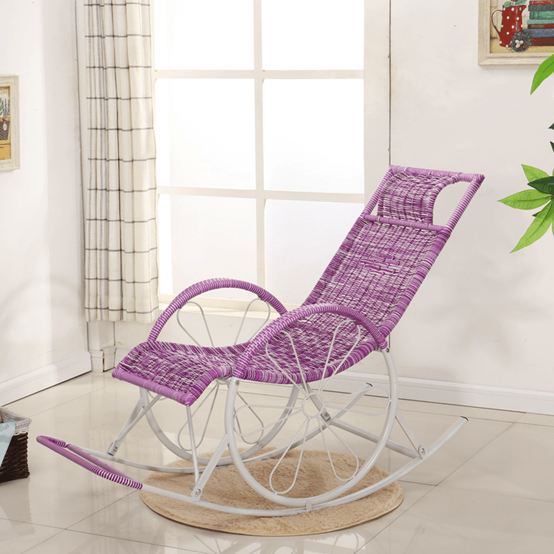 Ergonomic Wicker Front Porch Rocking Chairs with Rear Back, Stationary thumbnail 18