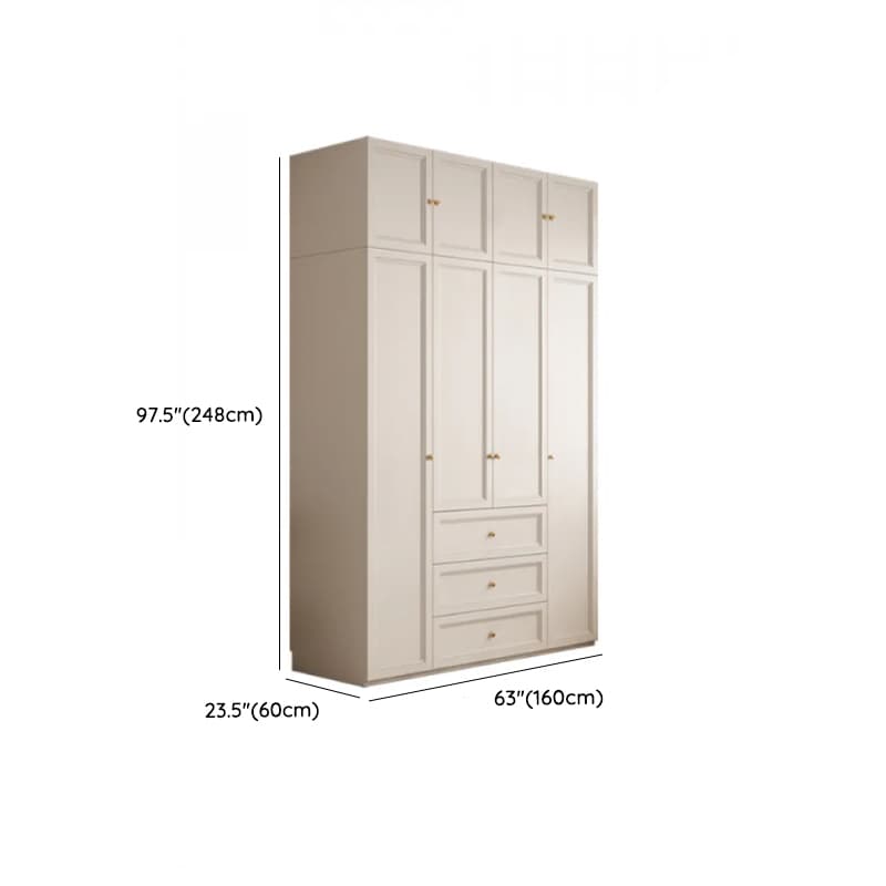 White Minimalist Laminate Wardrobe Closet with 3-Drawer, Soft Close Door, Interior Shelves, and Clothing Rod thumbnail 15