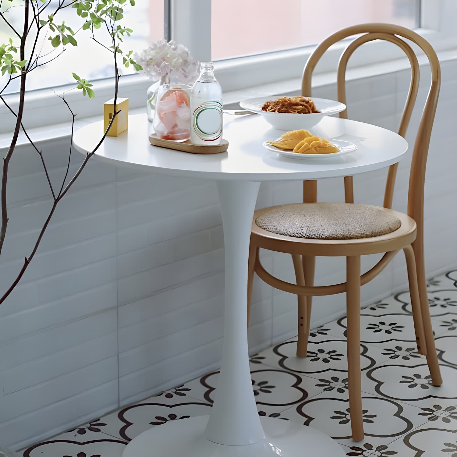 Modern Open Back Side Chair with Beech Wood Legs for Kitchen & Dining - Non-Upholstered thumbnail 17