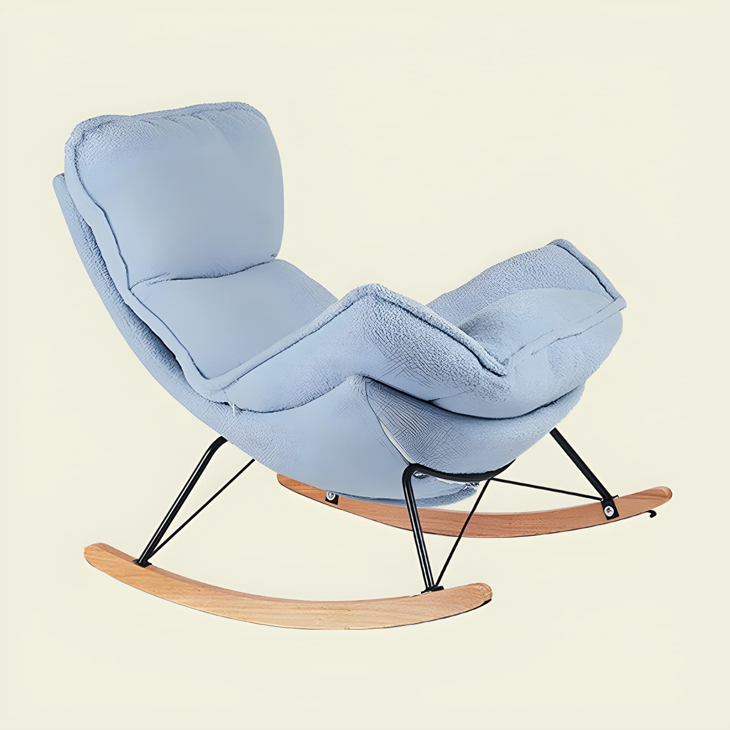 Contemporary Rocking Chair Fabric Upholstered Tufted Wing Chair Back Baby Rocking Chair thumbnail 13
