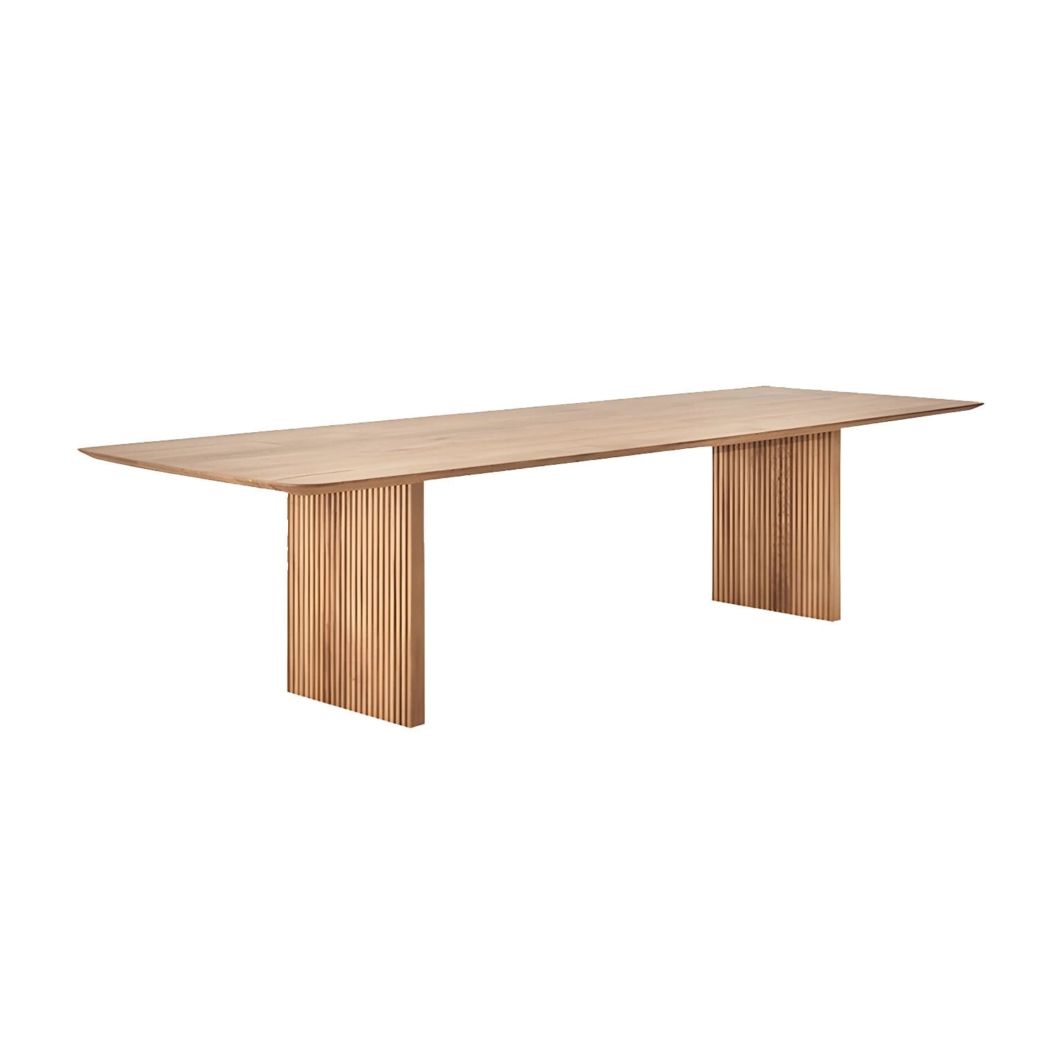 Matte Finish Dining Table with Double Pedestal Pine Wood Dinette Table for Kitchen thumbnail 2